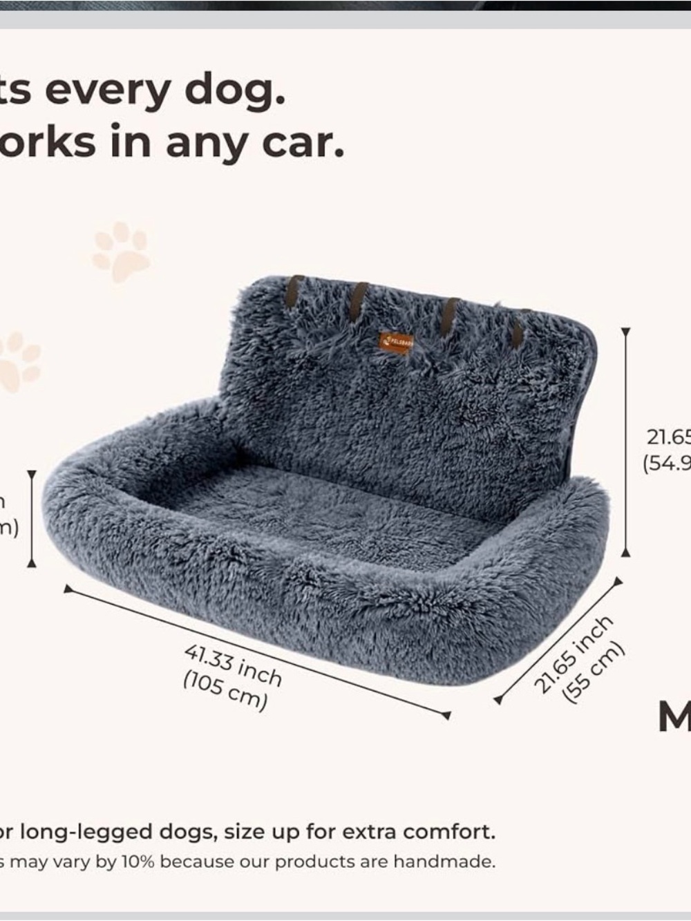 Pelsbarn Plush Gray Pet Car Seat with Headrest -